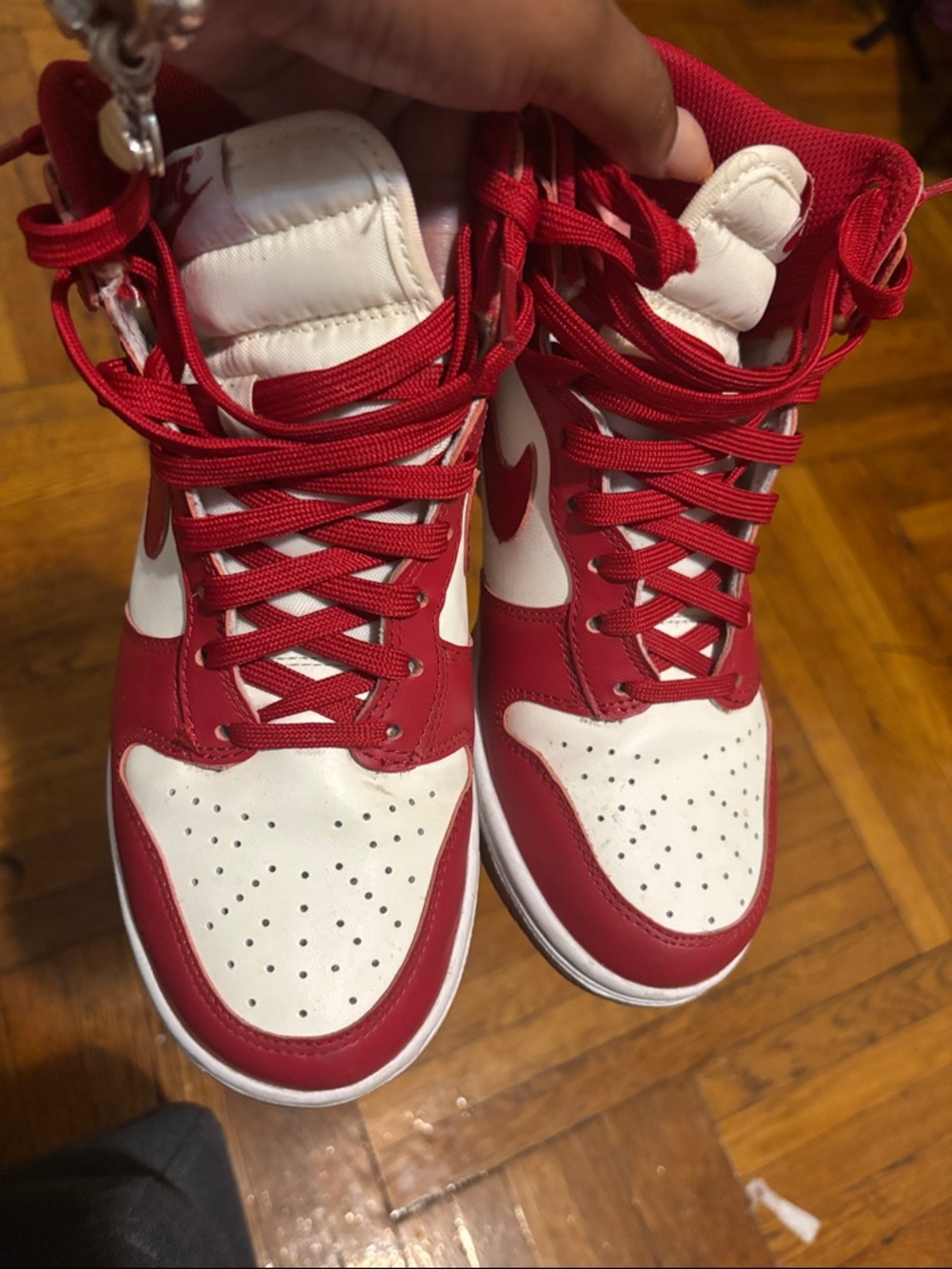 Red and White High-Top Nike dunks
